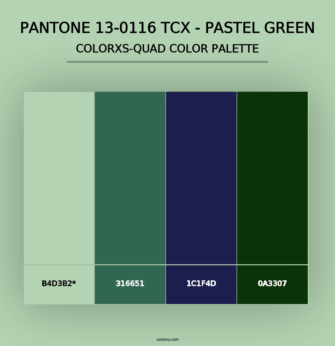 PANTONE 13-0116 TCX - Pastel Green - Colorxs Quad Palette