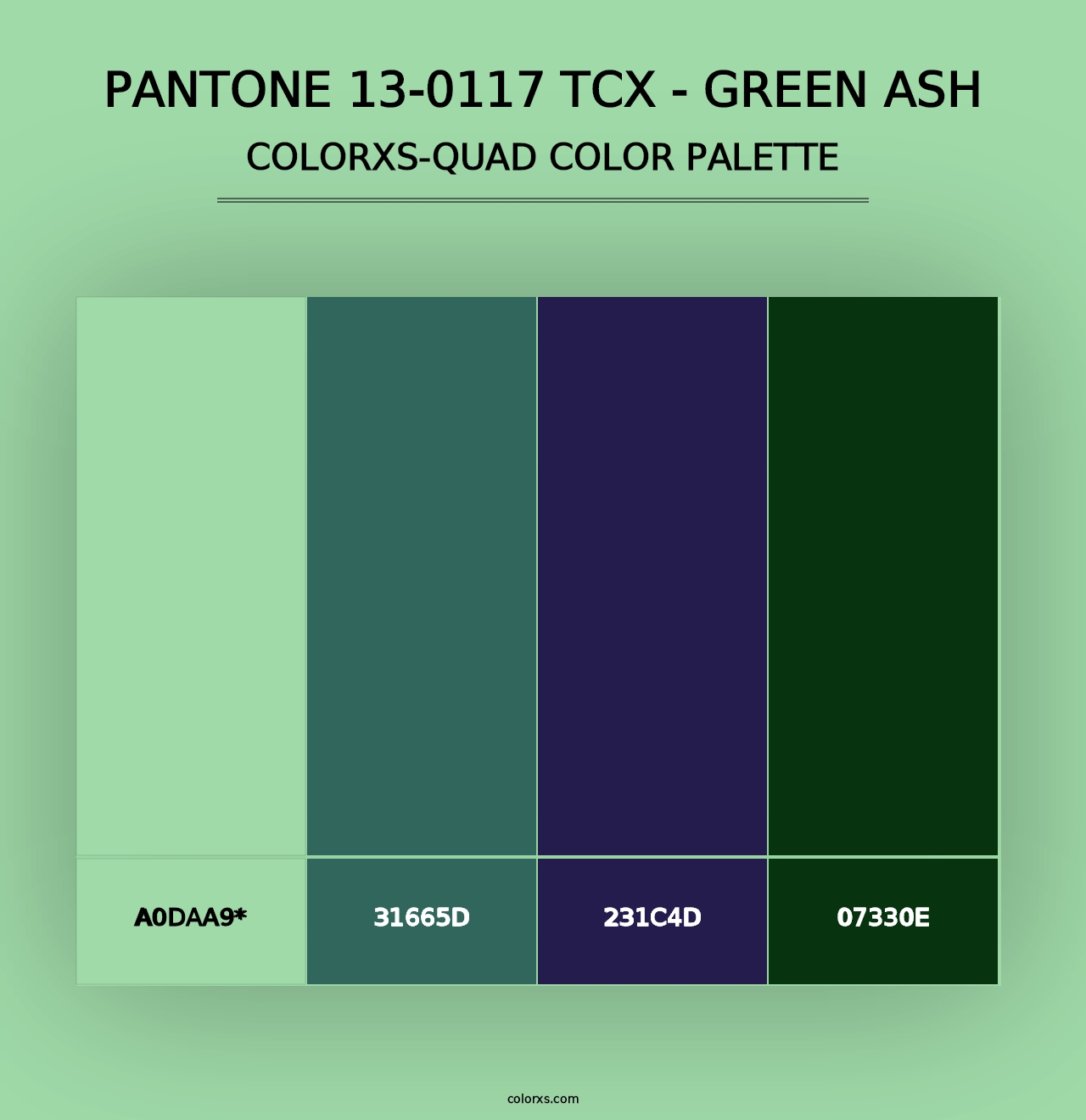 PANTONE 13-0117 TCX - Green Ash - Colorxs Quad Palette