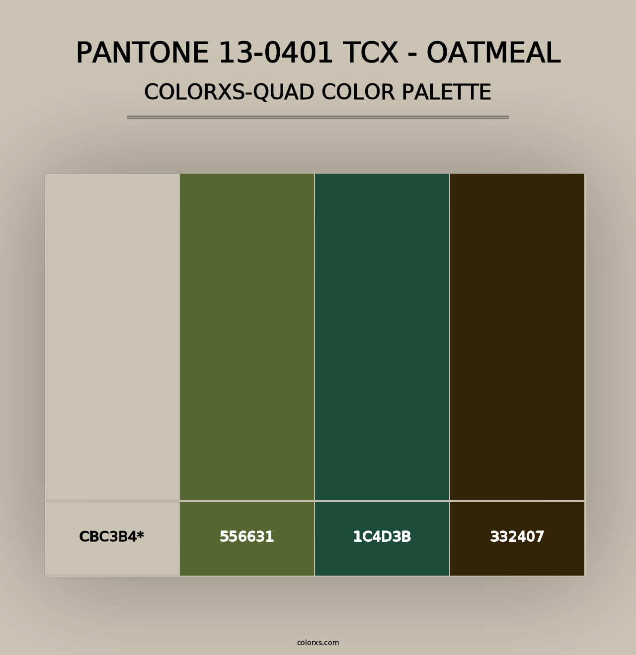 PANTONE 13-0401 TCX - Oatmeal - Colorxs Quad Palette