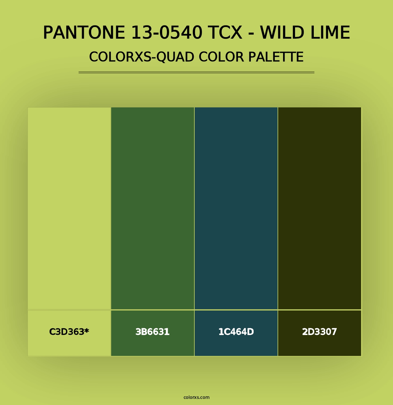 PANTONE 13-0540 TCX - Wild Lime - Colorxs Quad Palette