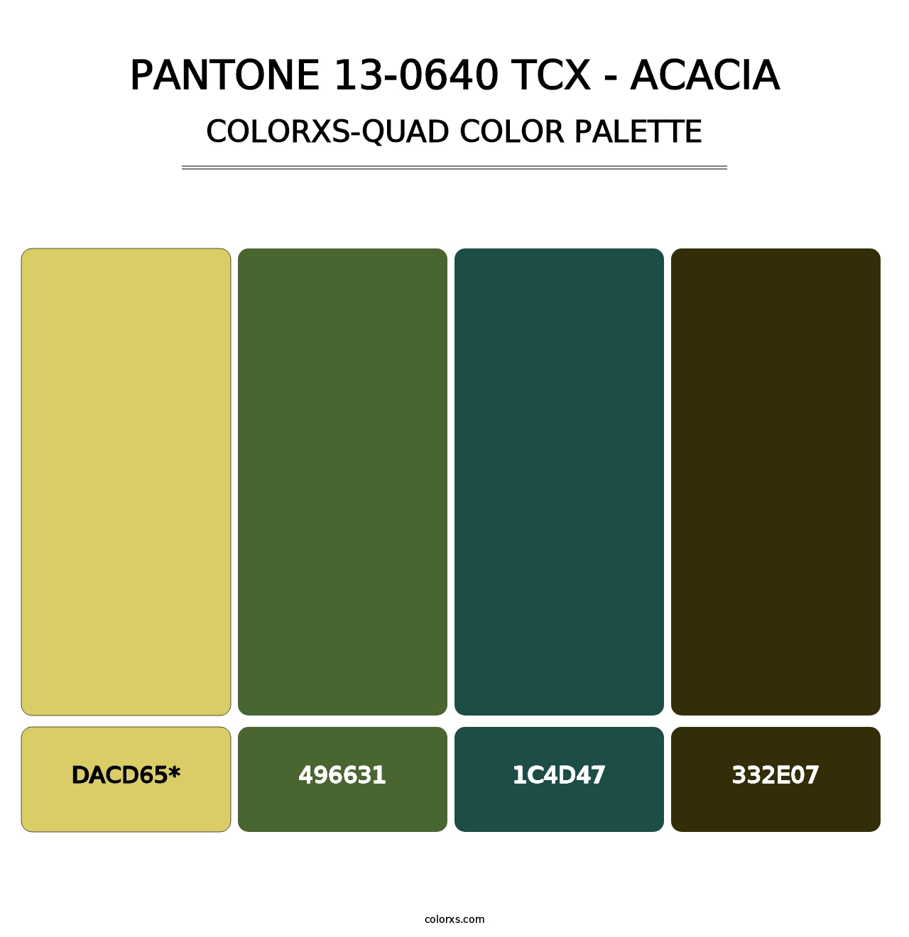 PANTONE 13-0640 TCX - Acacia - Colorxs Quad Palette