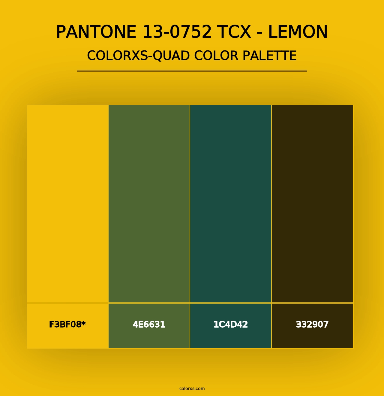 PANTONE 13-0752 TCX - Lemon - Colorxs Quad Palette