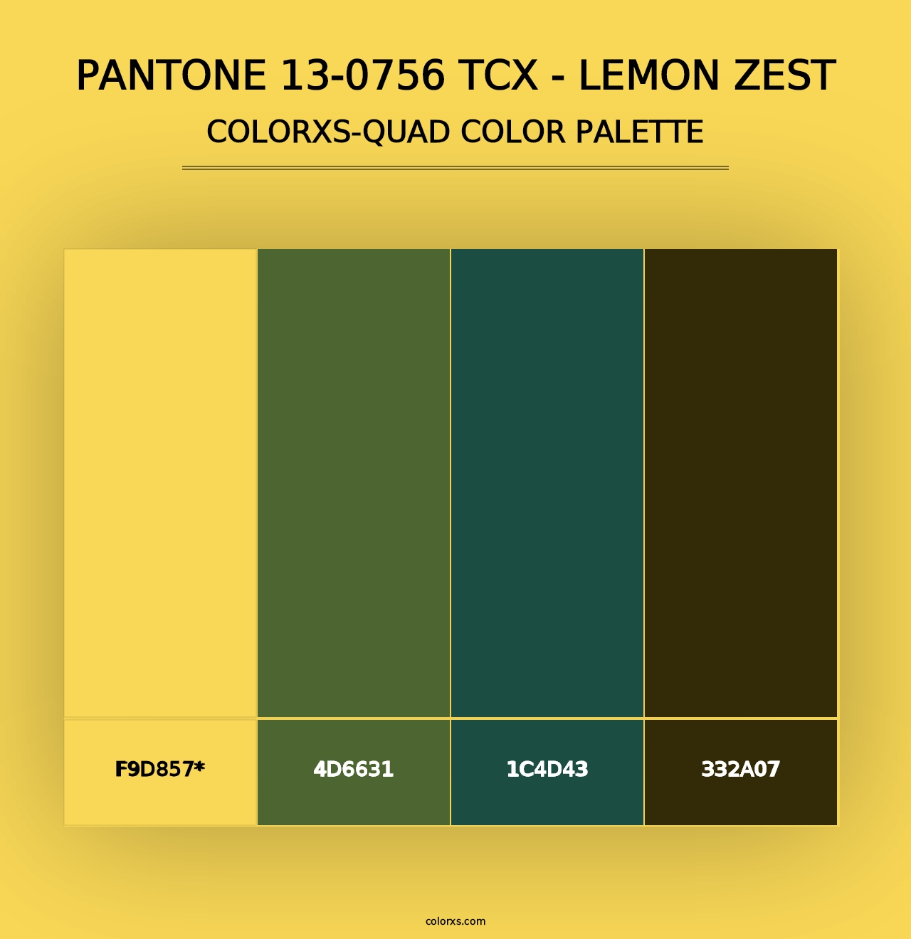 PANTONE 13-0756 TCX - Lemon Zest - Colorxs Quad Palette