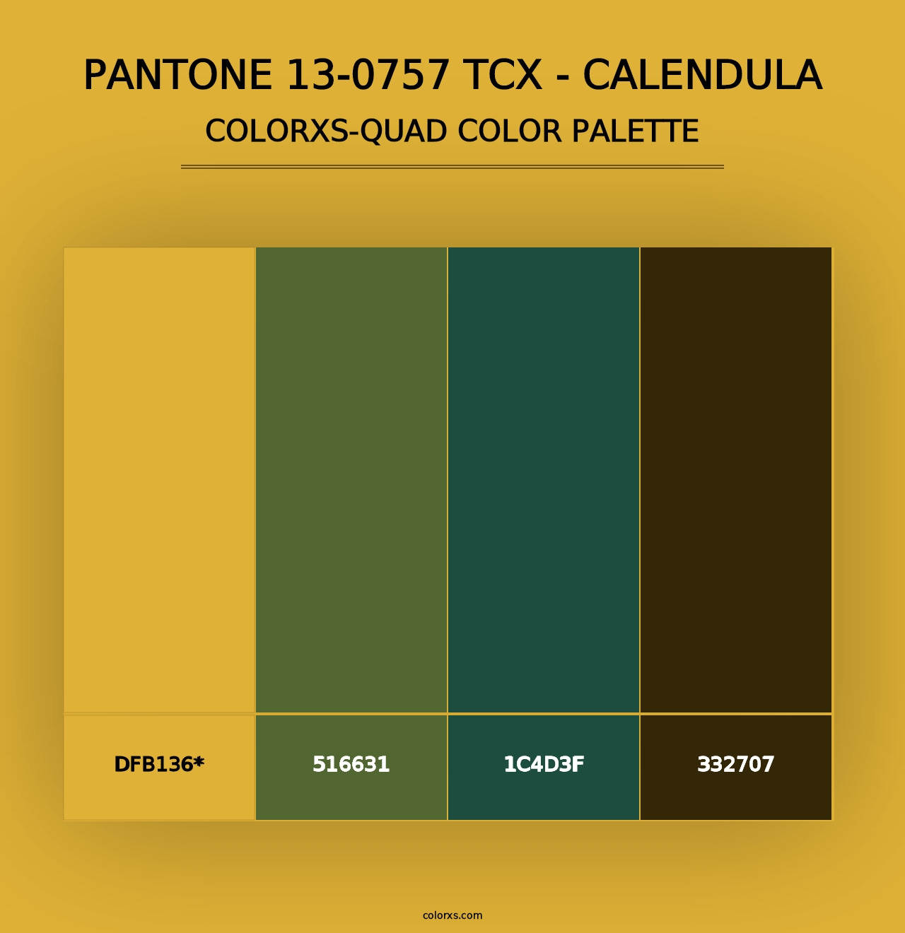 PANTONE 13-0757 TCX - Calendula - Colorxs Quad Palette