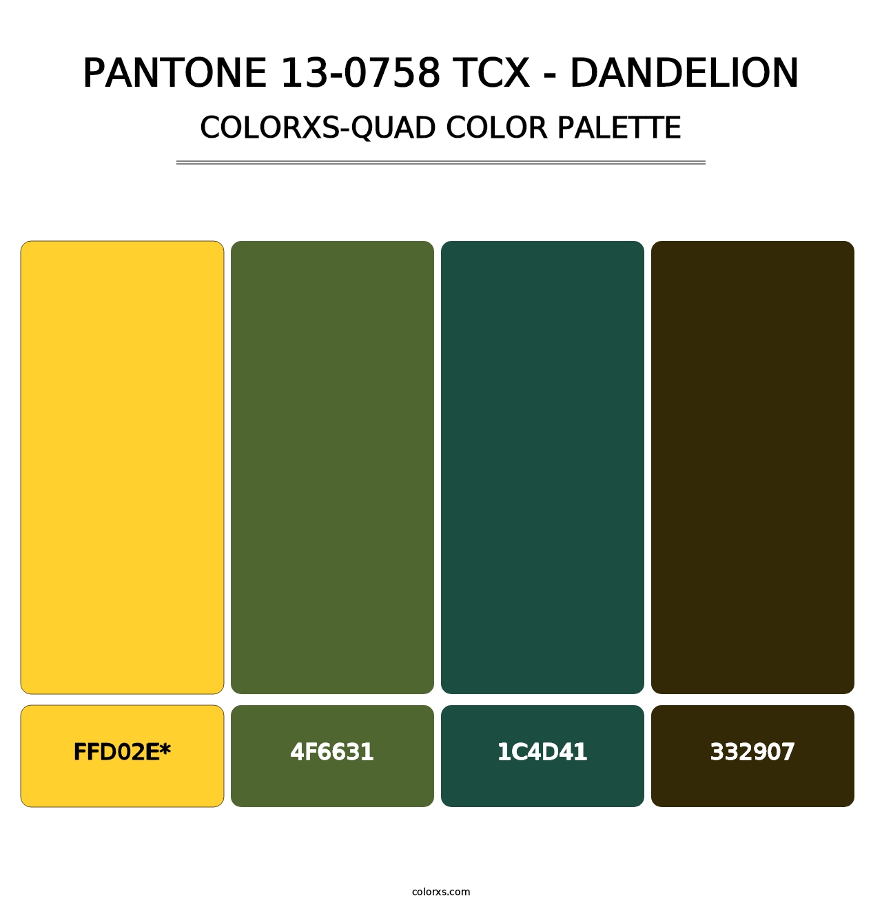 PANTONE 13-0758 TCX - Dandelion - Colorxs Quad Palette