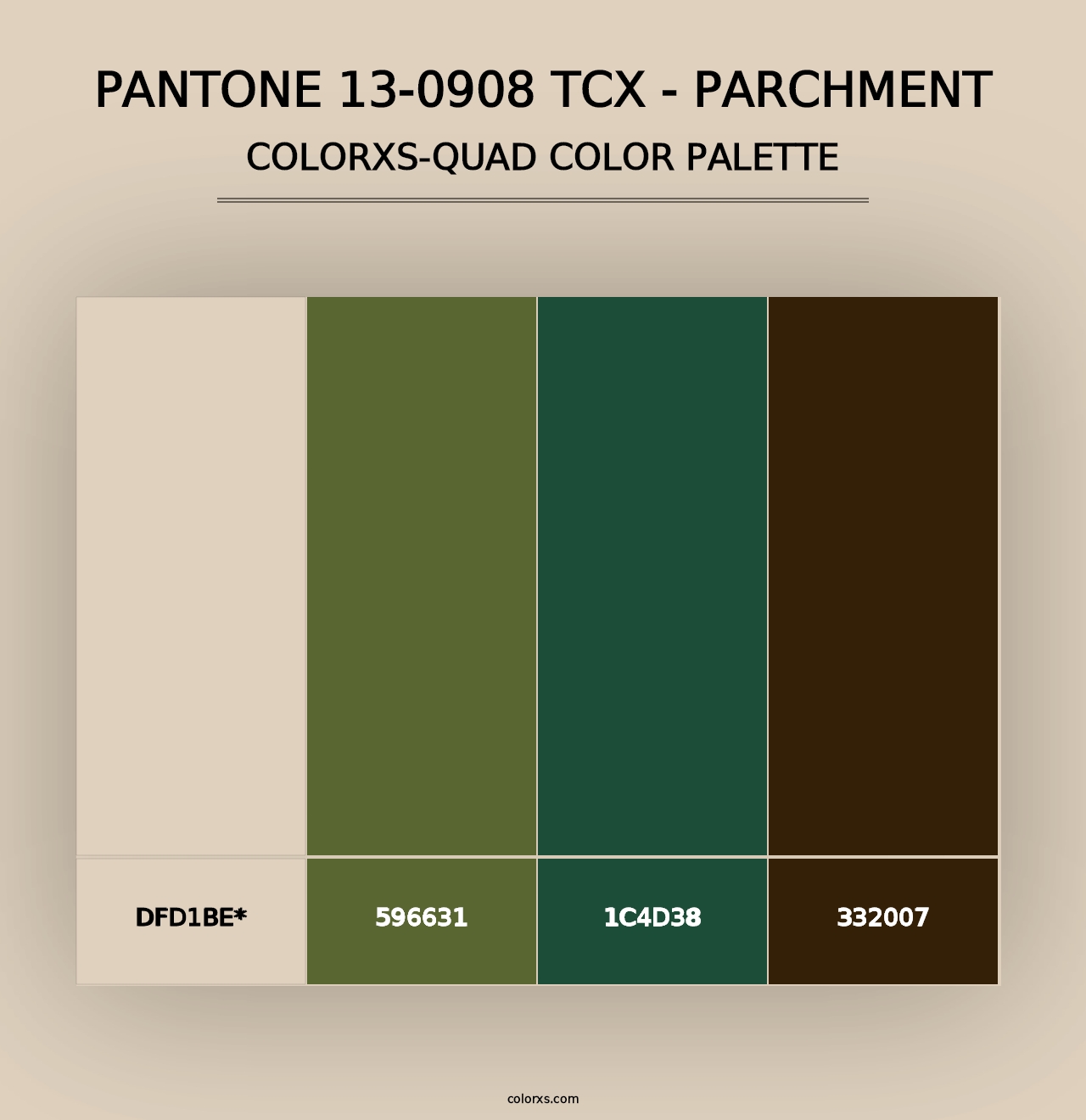 PANTONE 13-0908 TCX - Parchment - Colorxs Quad Palette