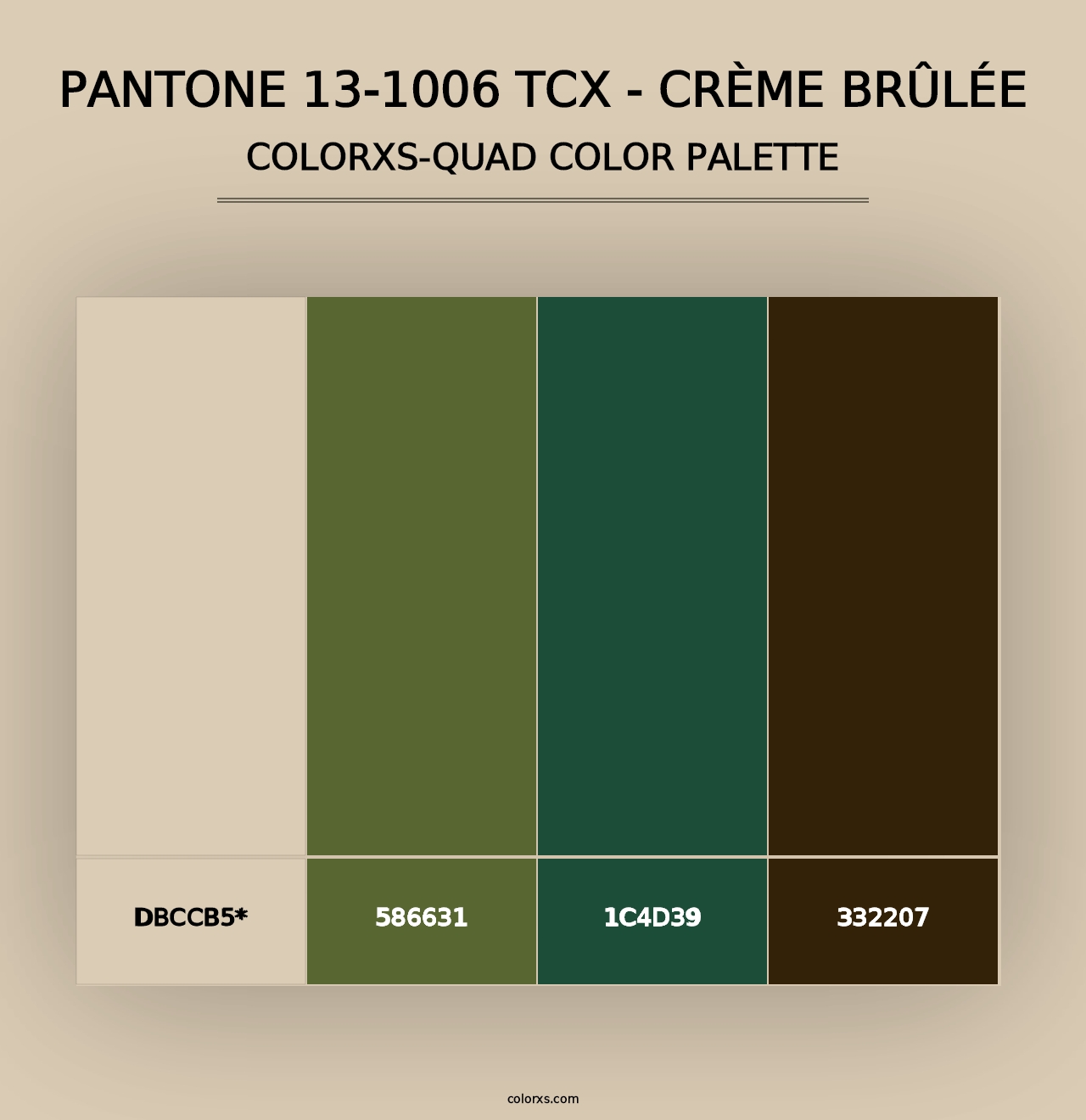 PANTONE 13-1006 TCX - Crème Brûlée - Colorxs Quad Palette