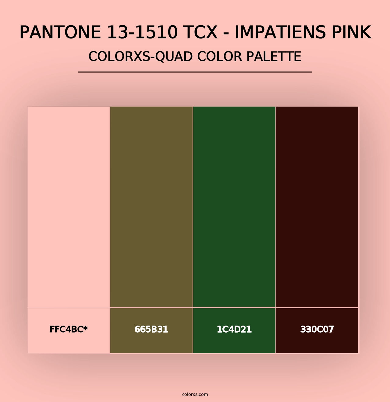 PANTONE 13-1510 TCX - Impatiens Pink - Colorxs Quad Palette