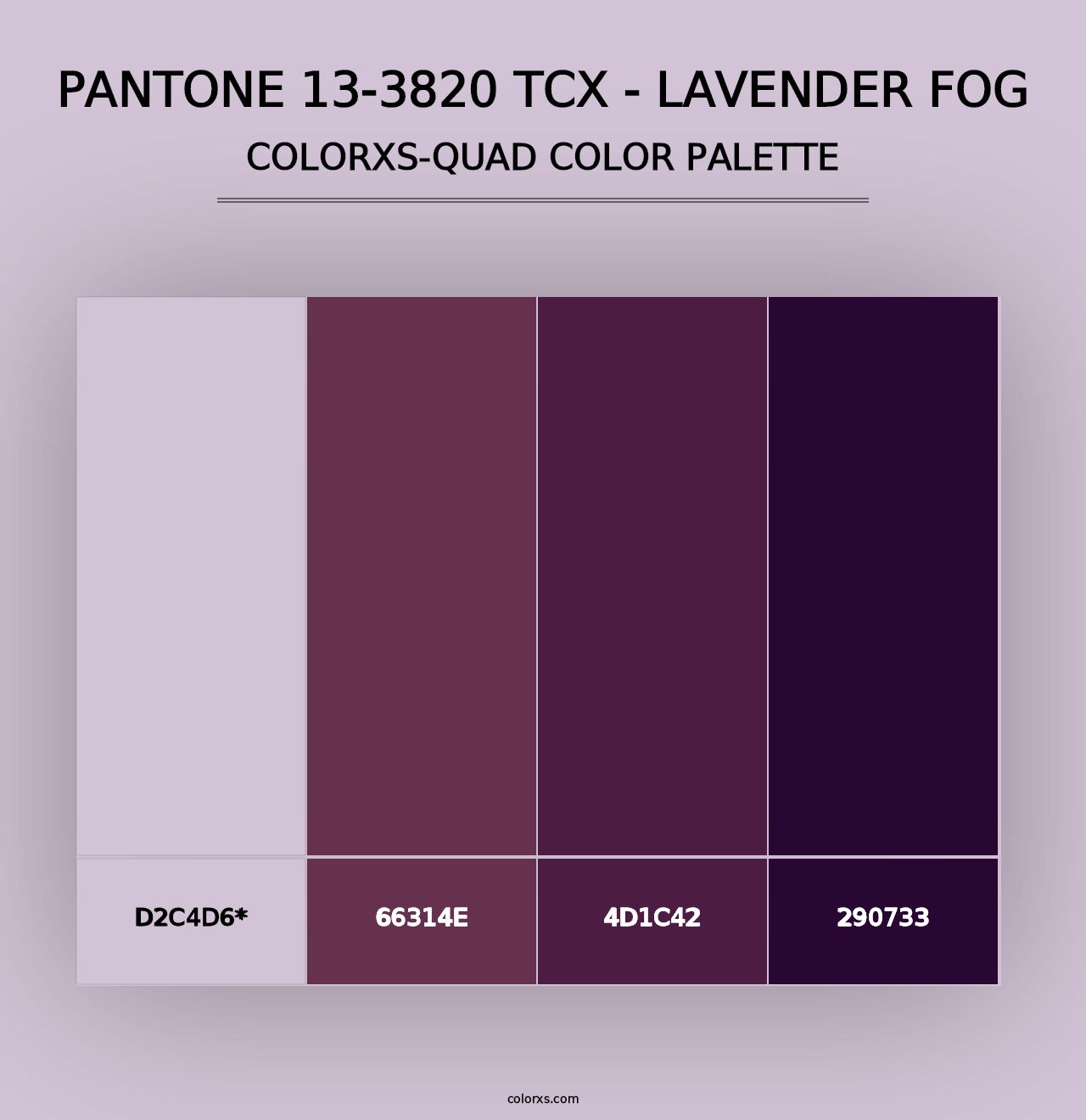 PANTONE 13-3820 TCX - Lavender Fog - Colorxs Quad Palette