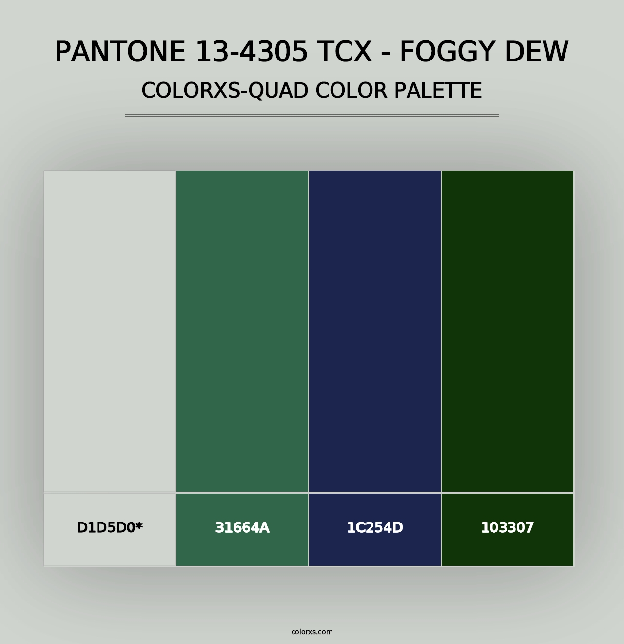 PANTONE 13-4305 TCX - Foggy Dew - Colorxs Quad Palette