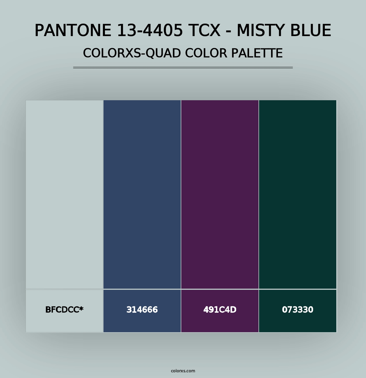 PANTONE 13-4405 TCX - Misty Blue - Colorxs Quad Palette