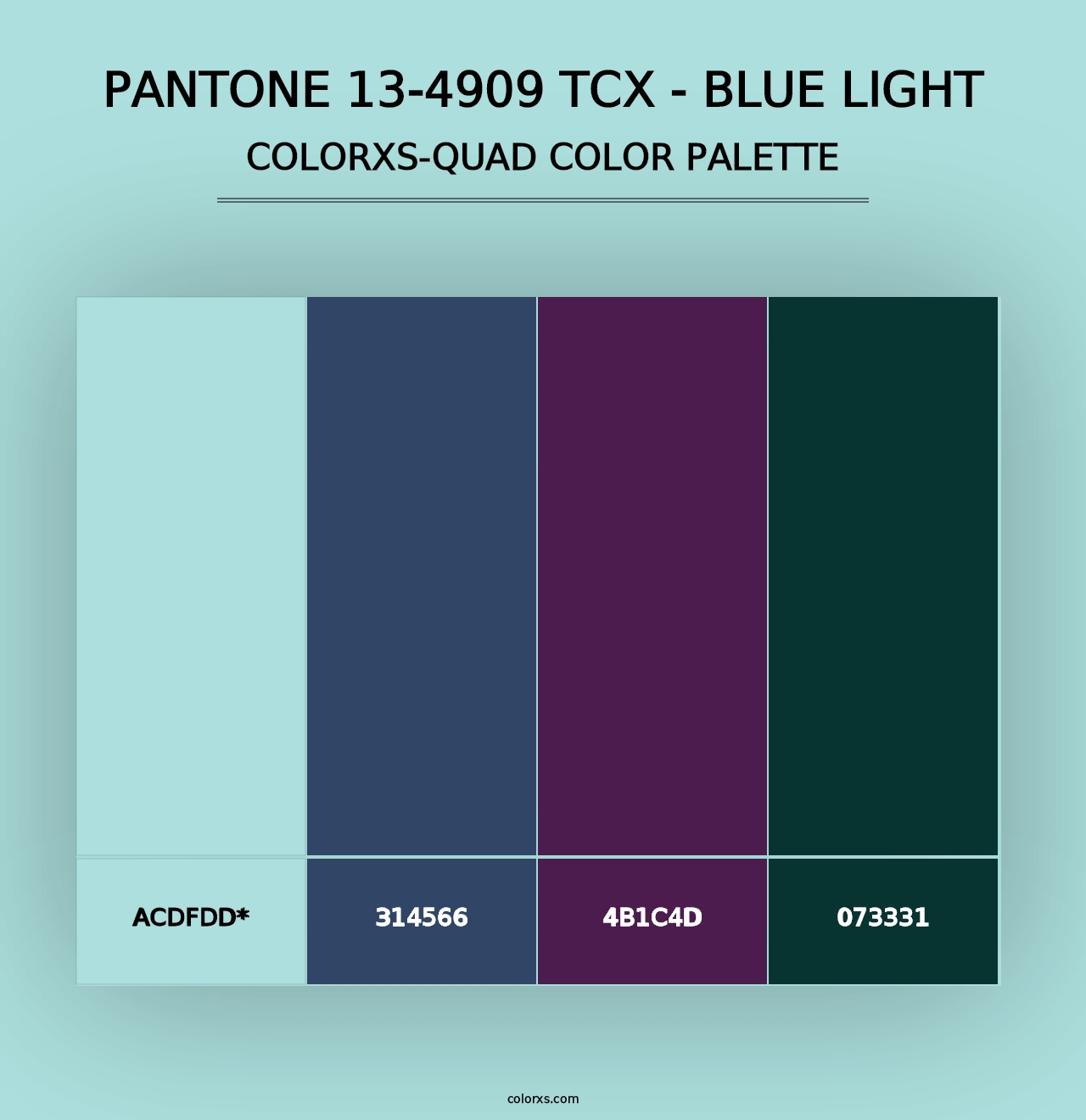 PANTONE 13-4909 TCX - Blue Light - Colorxs Quad Palette