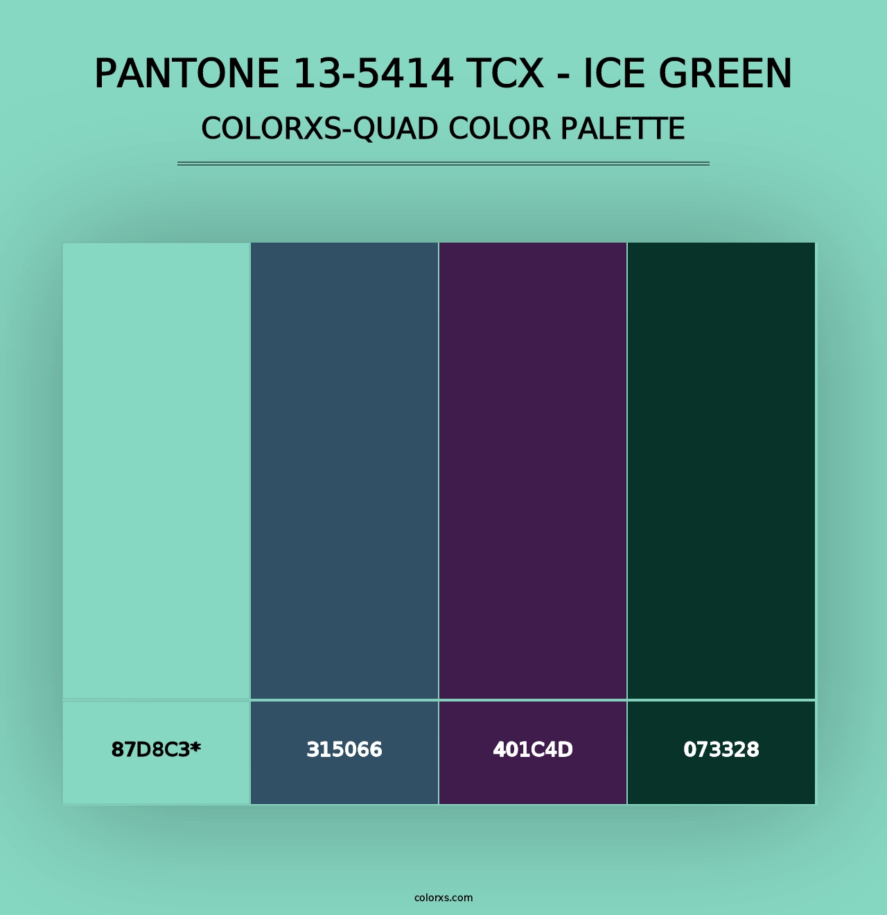 PANTONE 13-5414 TCX - Ice Green - Colorxs Quad Palette