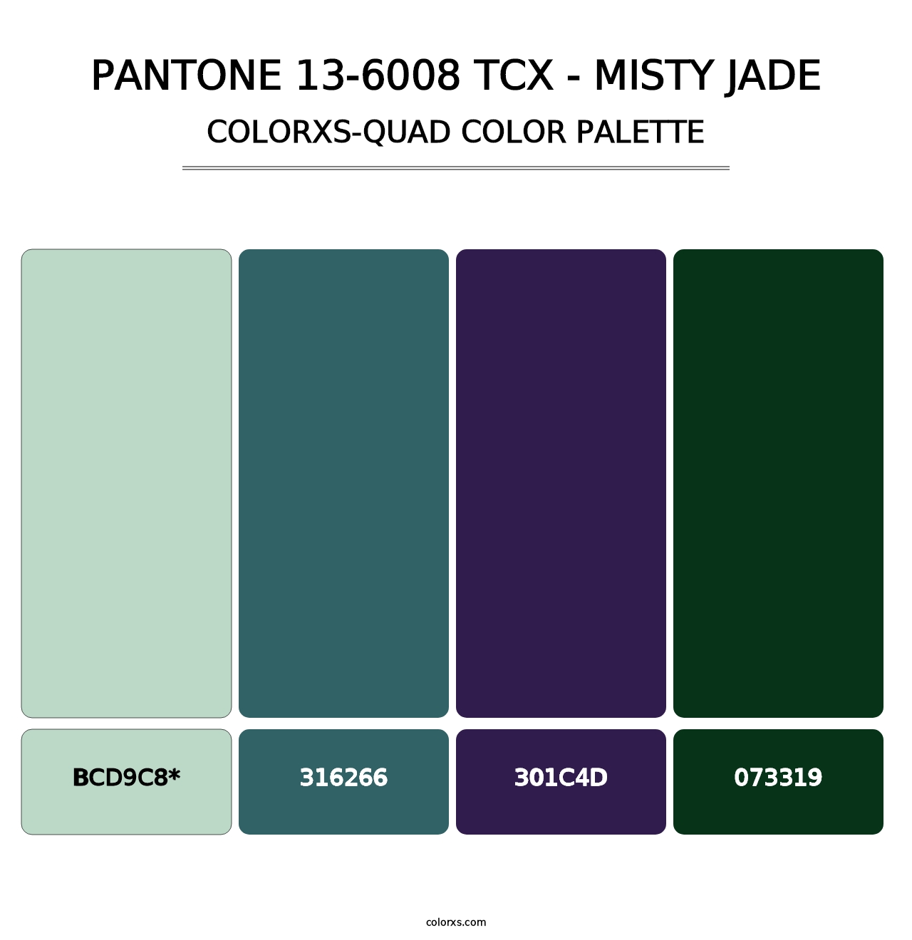 PANTONE 13-6008 TCX - Misty Jade - Colorxs Quad Palette