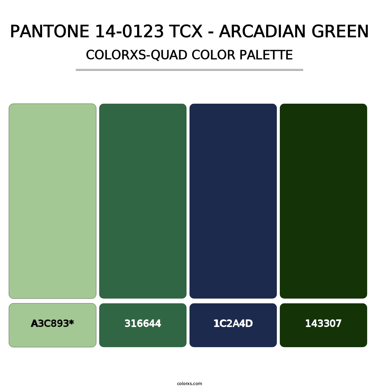 PANTONE 14-0123 TCX - Arcadian Green - Colorxs Quad Palette