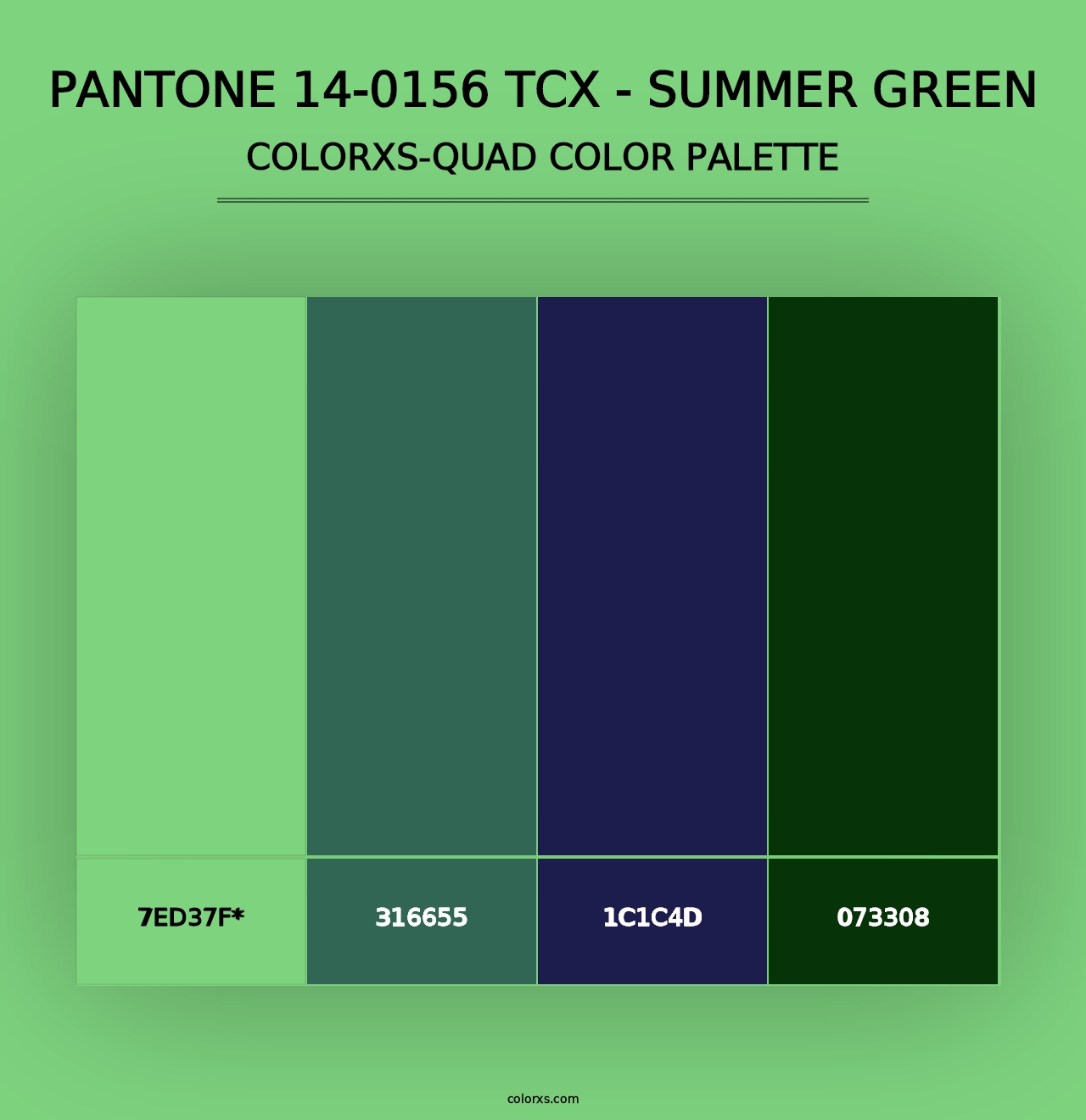 PANTONE 14-0156 TCX - Summer Green - Colorxs Quad Palette