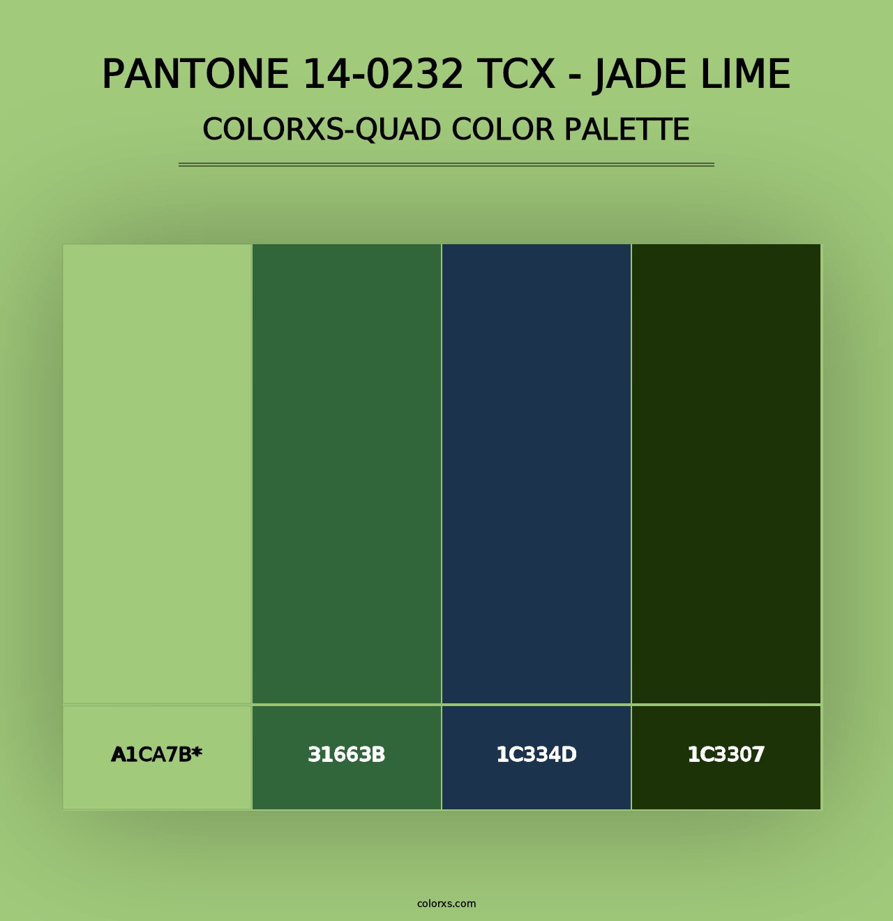 PANTONE 14-0232 TCX - Jade Lime - Colorxs Quad Palette