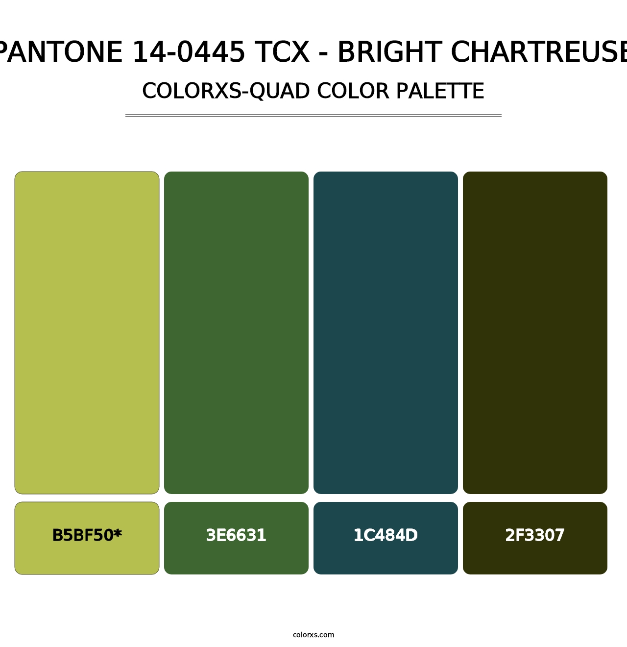 PANTONE 14-0445 TCX - Bright Chartreuse - Colorxs Quad Palette