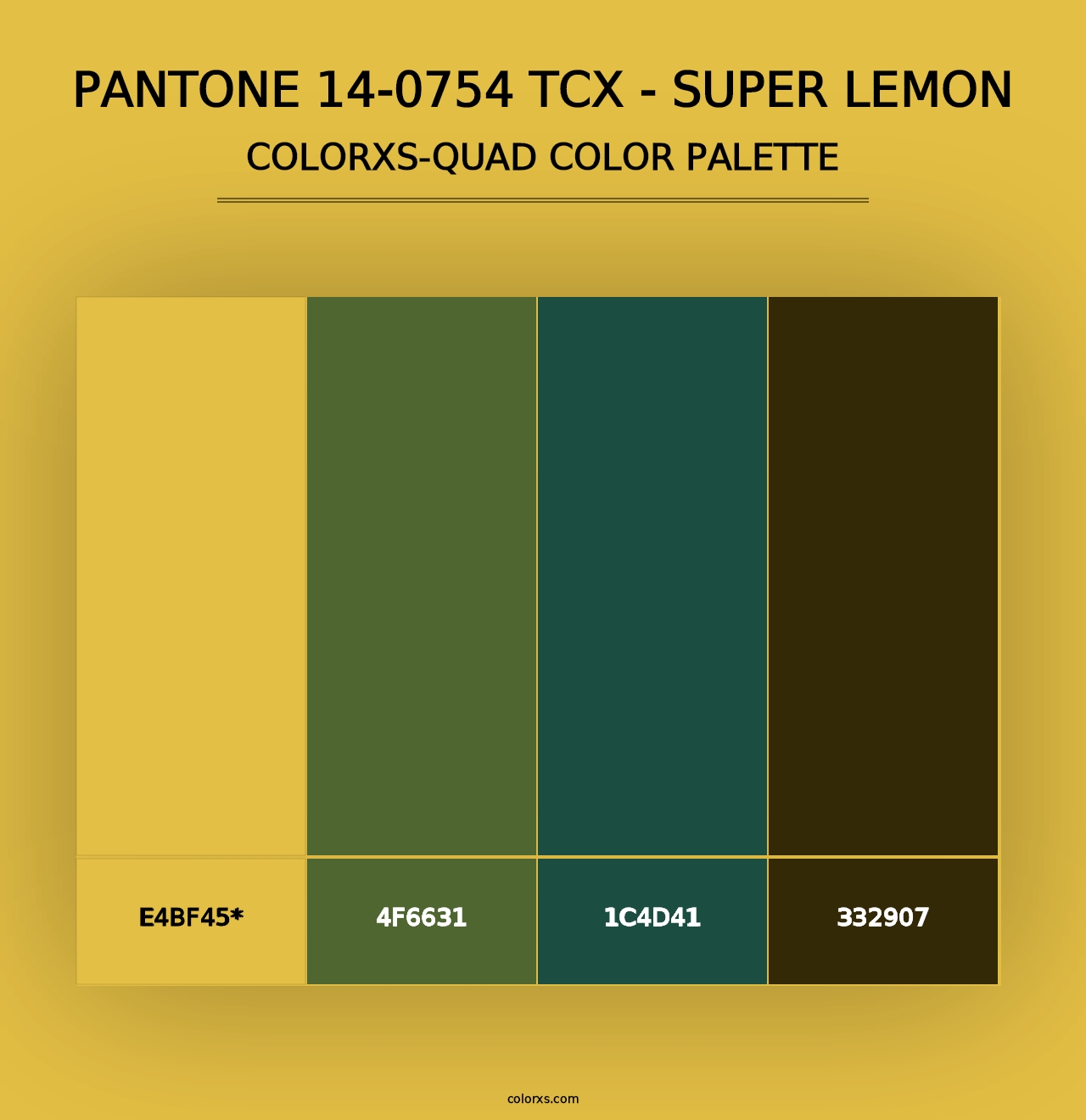 PANTONE 14-0754 TCX - Super Lemon - Colorxs Quad Palette