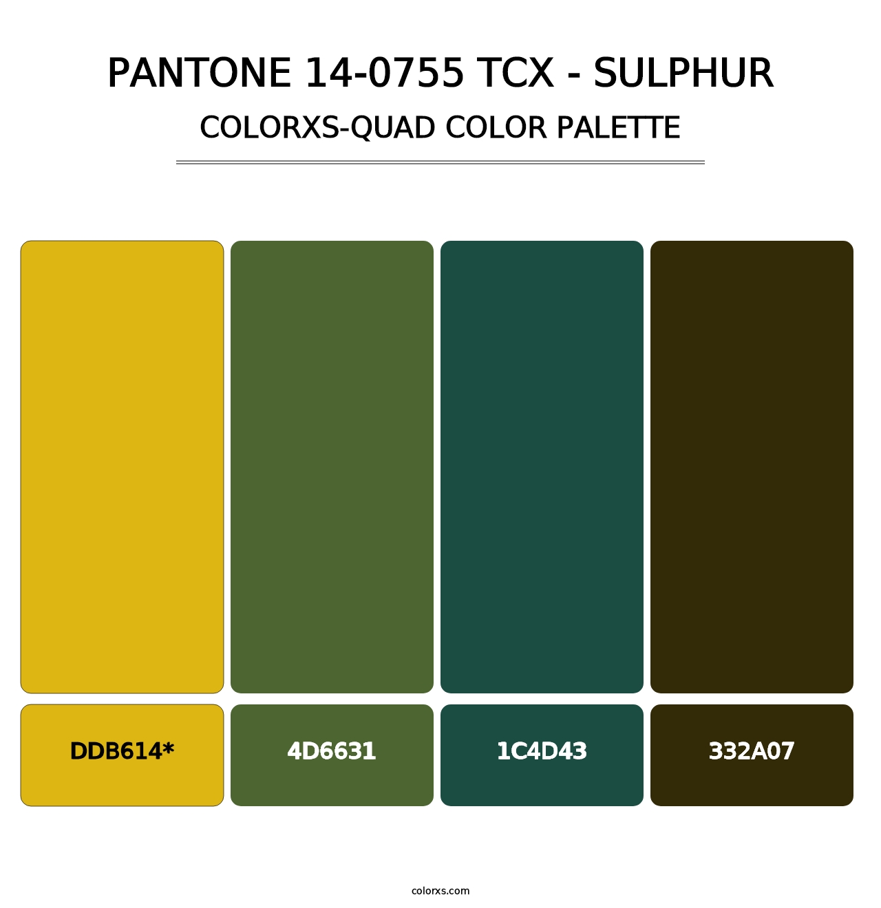 PANTONE 14-0755 TCX - Sulphur - Colorxs Quad Palette