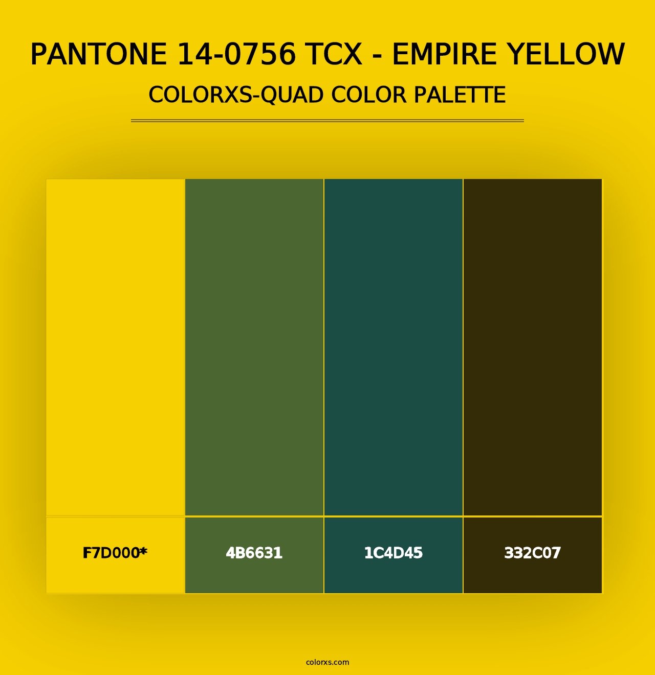 PANTONE 14-0756 TCX - Empire Yellow - Colorxs Quad Palette