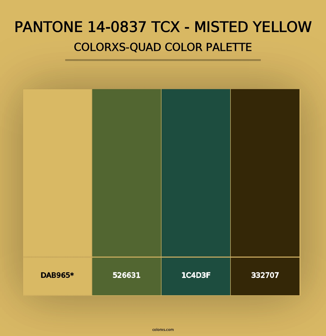 PANTONE 14-0837 TCX - Misted Yellow - Colorxs Quad Palette