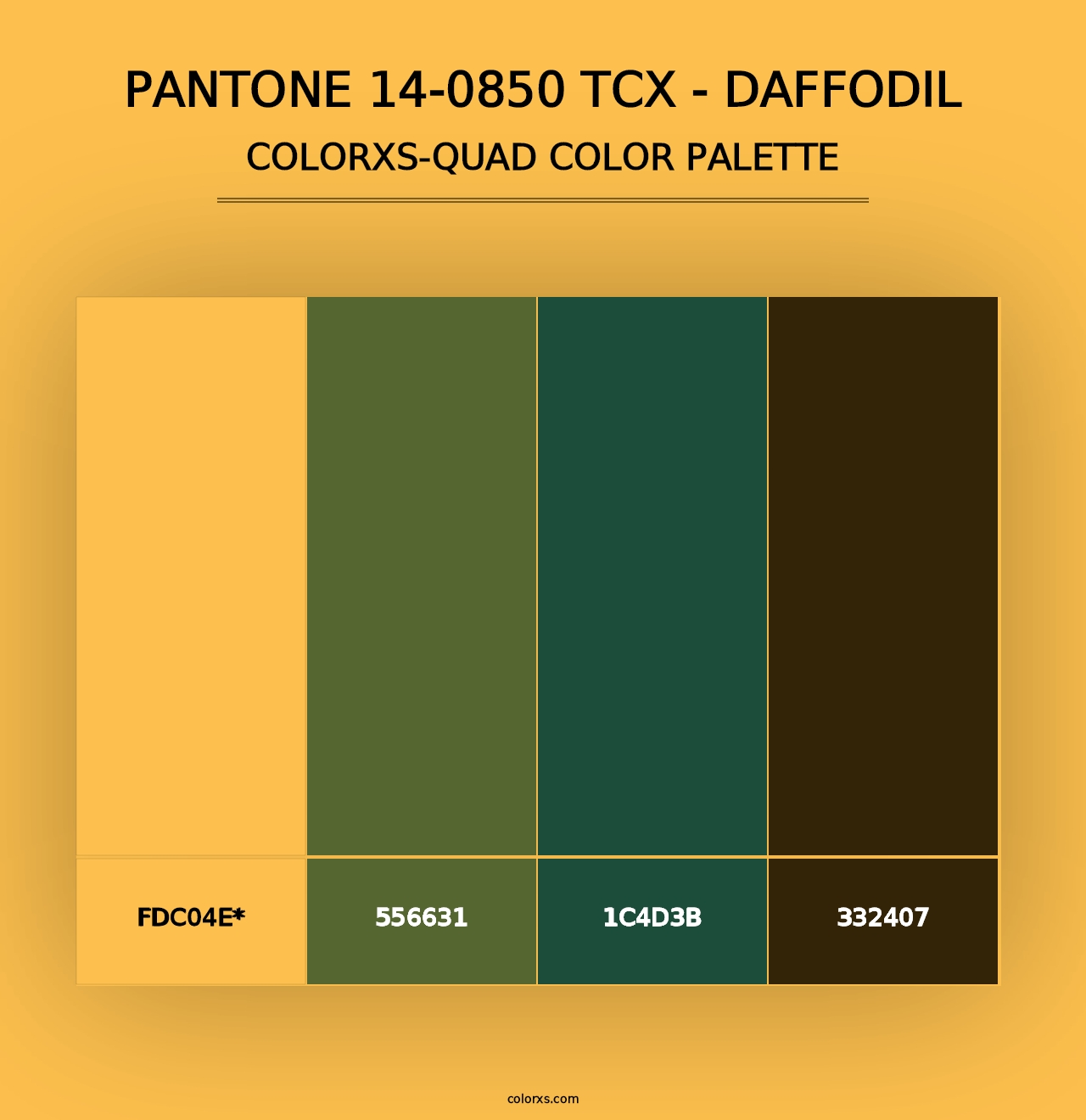 PANTONE 14-0850 TCX - Daffodil - Colorxs Quad Palette