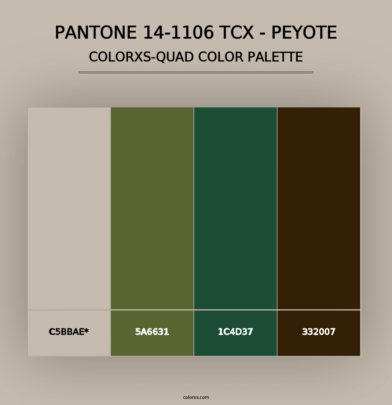 PANTONE 14-1106 TCX - Peyote - Colorxs Quad Palette