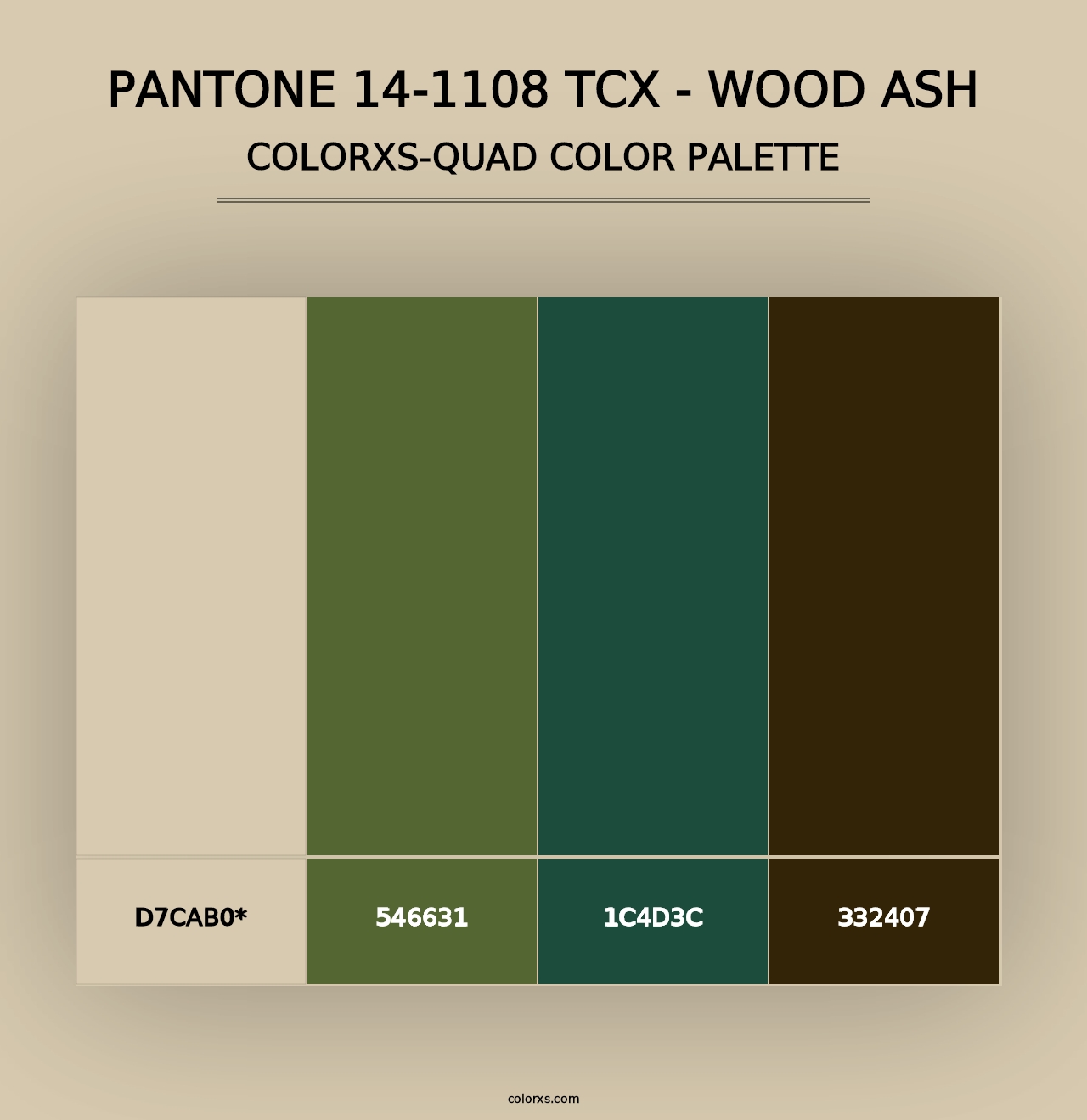 PANTONE 14-1108 TCX - Wood Ash - Colorxs Quad Palette