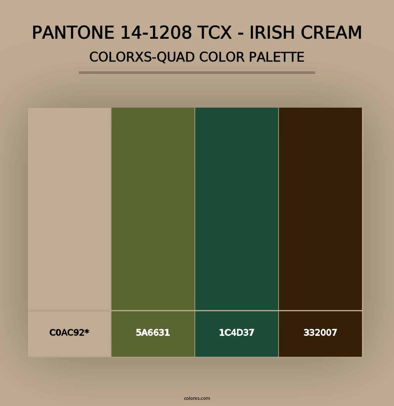 PANTONE 14-1208 TCX - Irish Cream - Colorxs Quad Palette