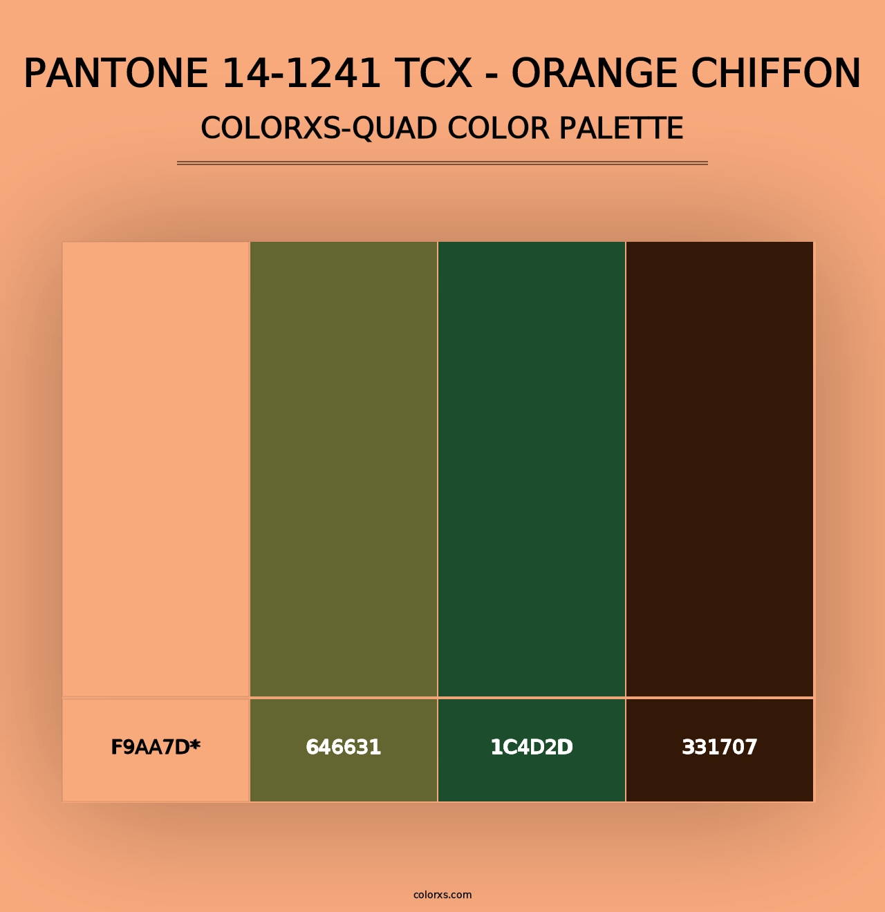 PANTONE 14-1241 TCX - Orange Chiffon - Colorxs Quad Palette