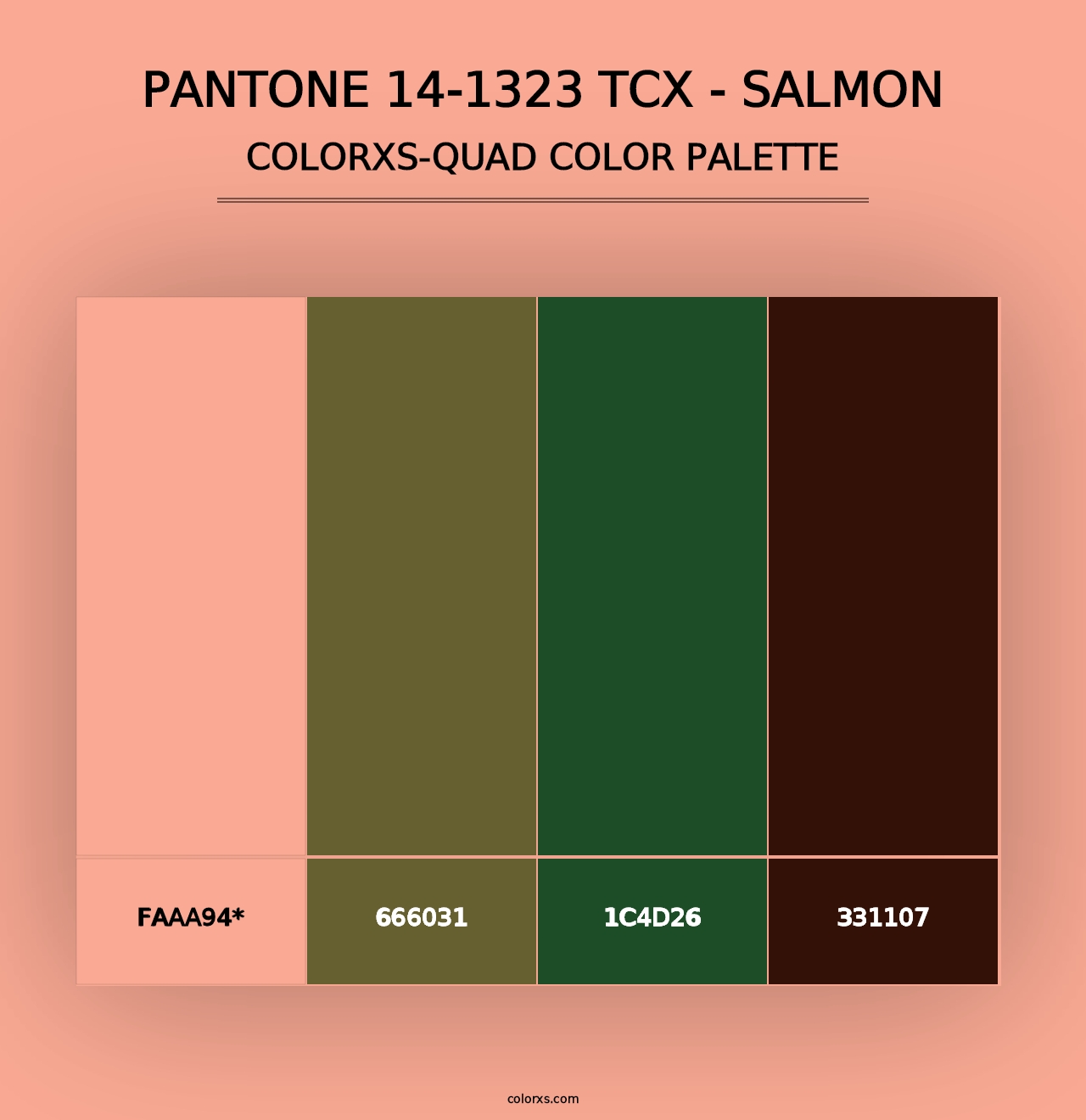 PANTONE 14-1323 TCX - Salmon - Colorxs Quad Palette