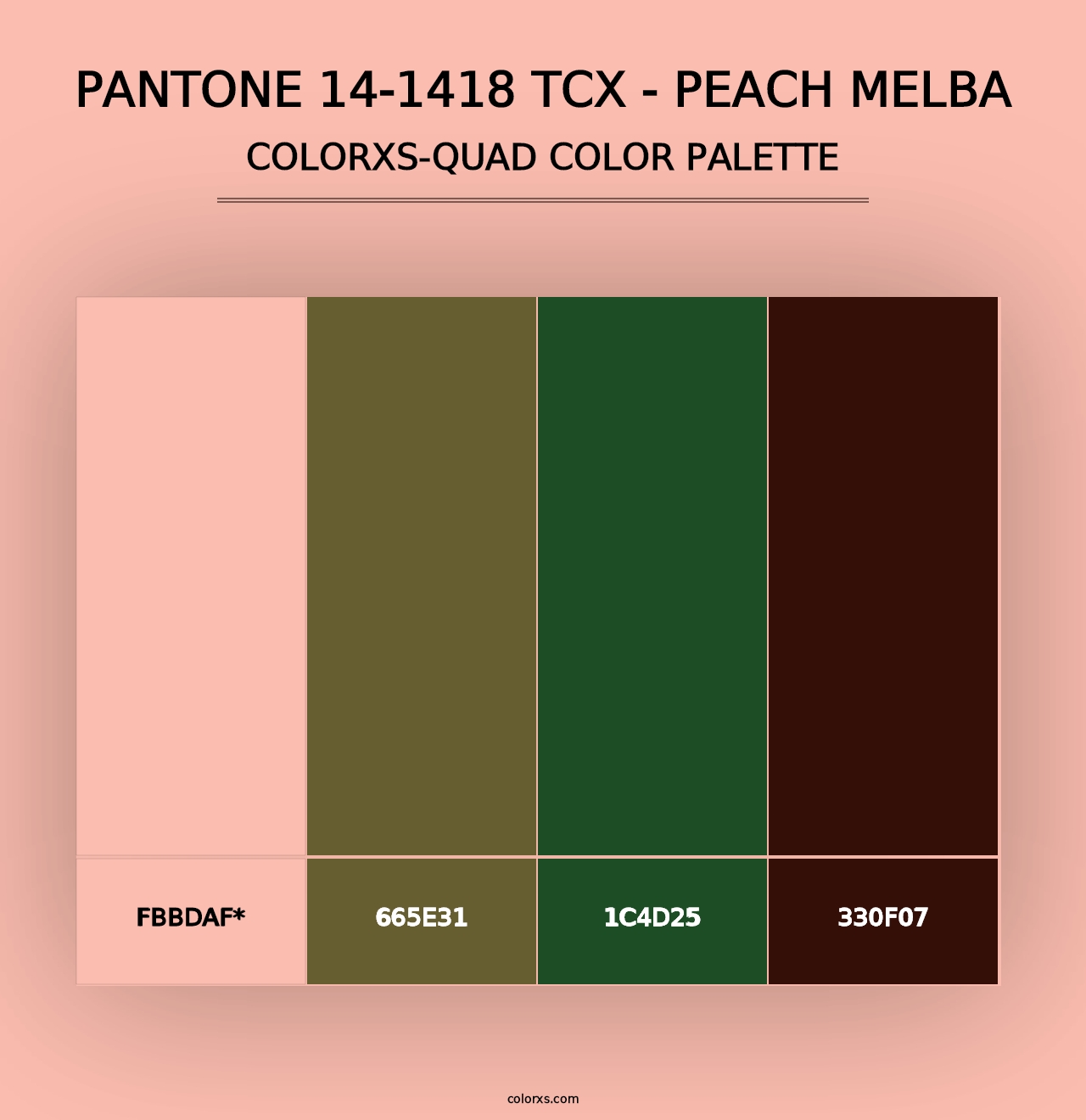 PANTONE 14-1418 TCX - Peach Melba - Colorxs Quad Palette