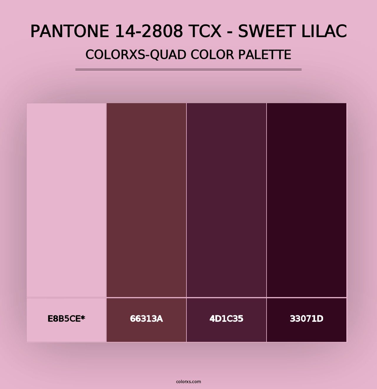 PANTONE 14-2808 TCX - Sweet Lilac - Colorxs Quad Palette