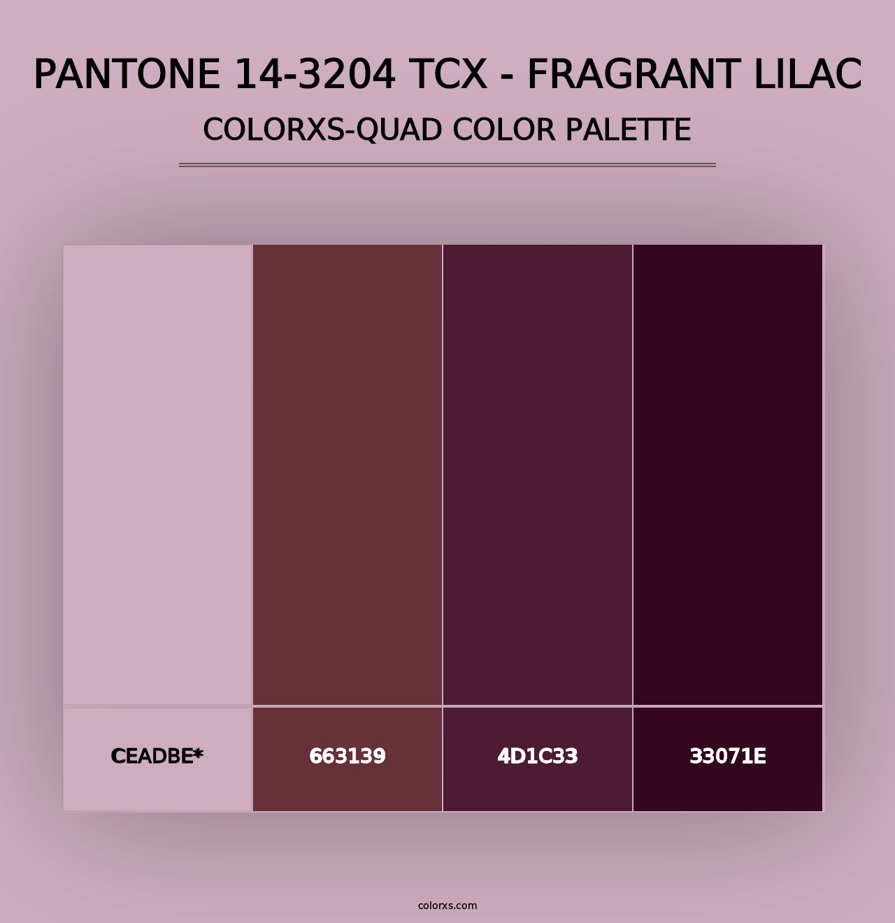 PANTONE 14-3204 TCX - Fragrant Lilac - Colorxs Quad Palette