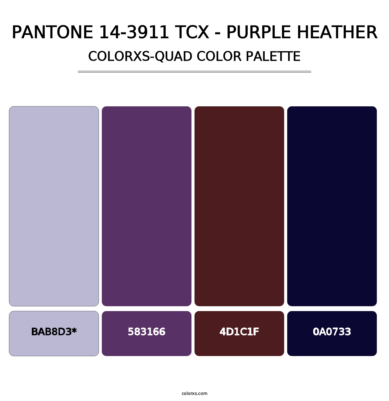 PANTONE 14-3911 TCX - Purple Heather - Colorxs Quad Palette