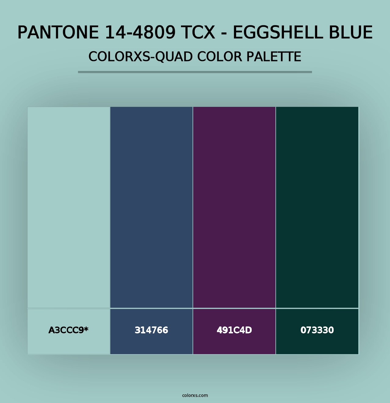 PANTONE 14-4809 TCX - Eggshell Blue - Colorxs Quad Palette