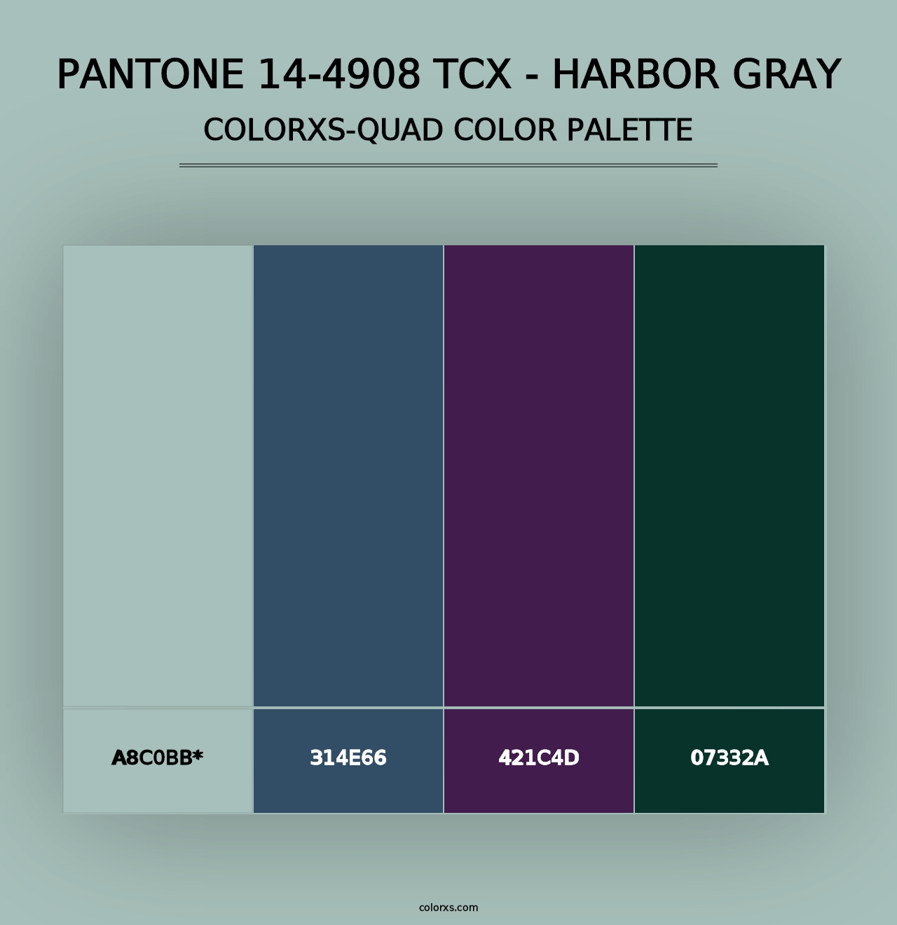 PANTONE 14-4908 TCX - Harbor Gray - Colorxs Quad Palette