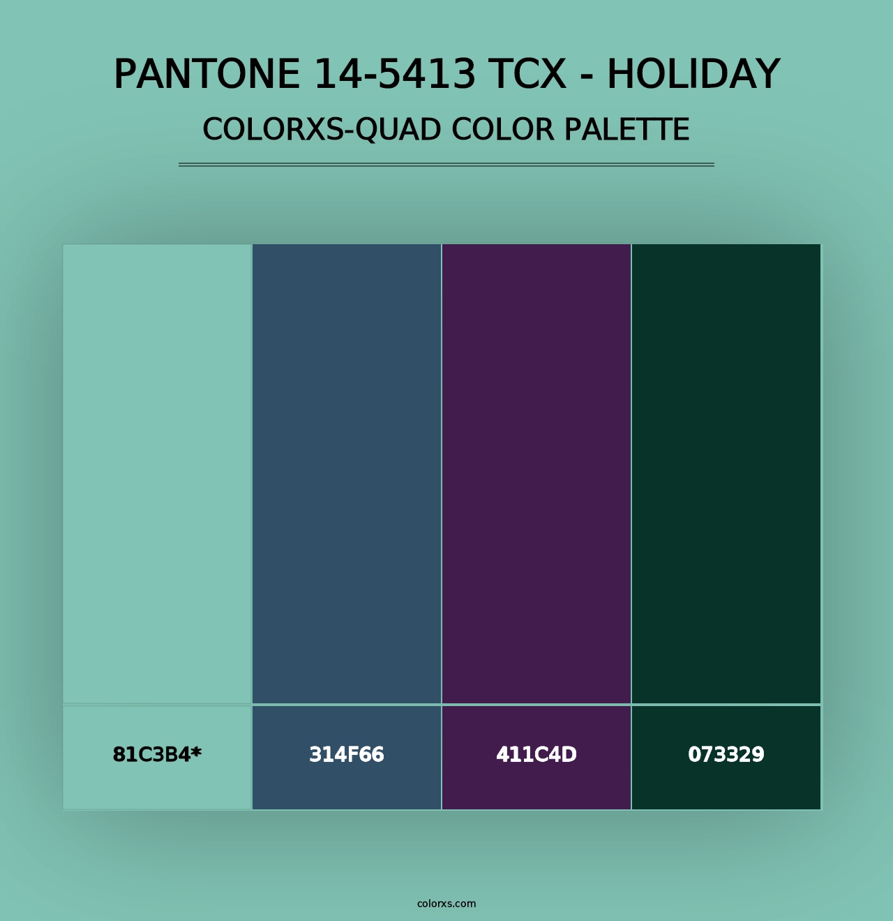 PANTONE 14-5413 TCX - Holiday - Colorxs Quad Palette