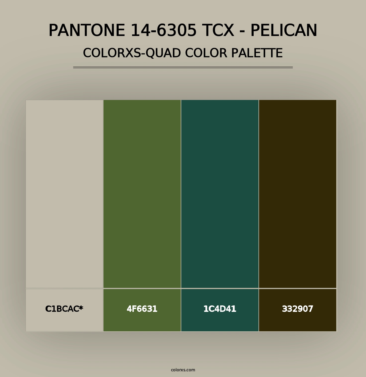 PANTONE 14-6305 TCX - Pelican - Colorxs Quad Palette