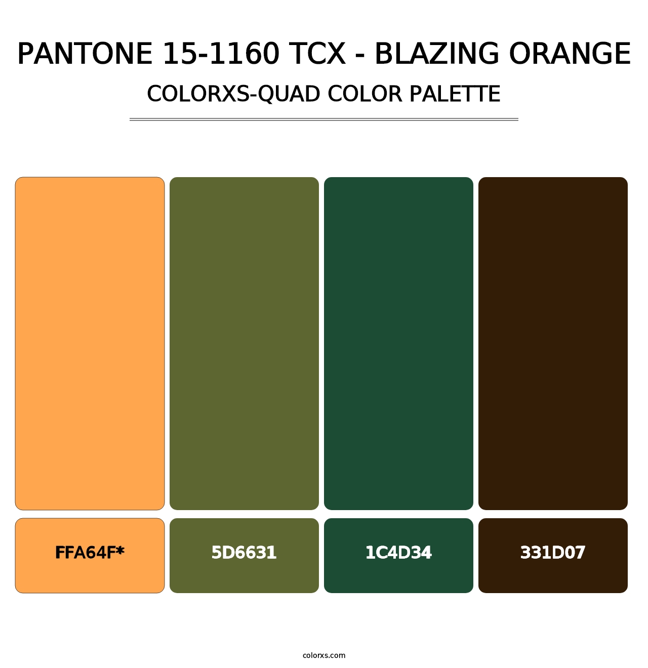 PANTONE 15-1160 TCX - Blazing Orange - Colorxs Quad Palette