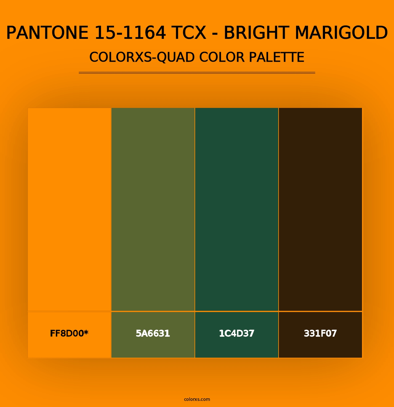 PANTONE 15-1164 TCX - Bright Marigold - Colorxs Quad Palette