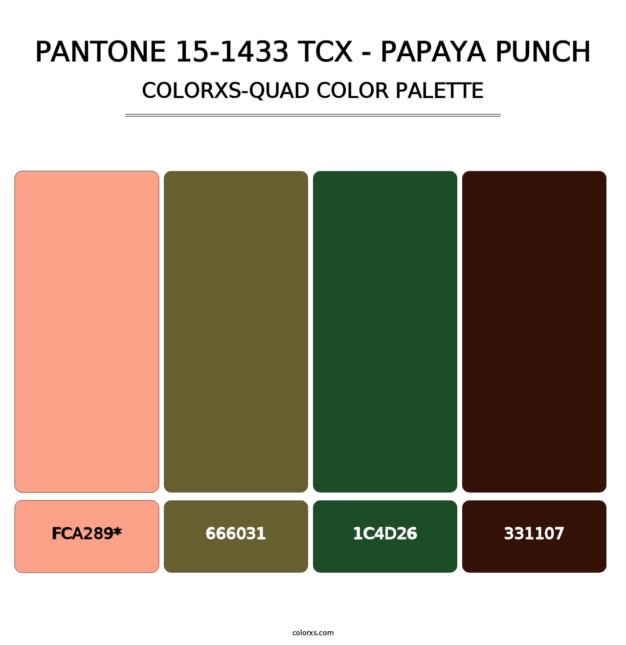 PANTONE 15-1433 TCX - Papaya Punch - Colorxs Quad Palette