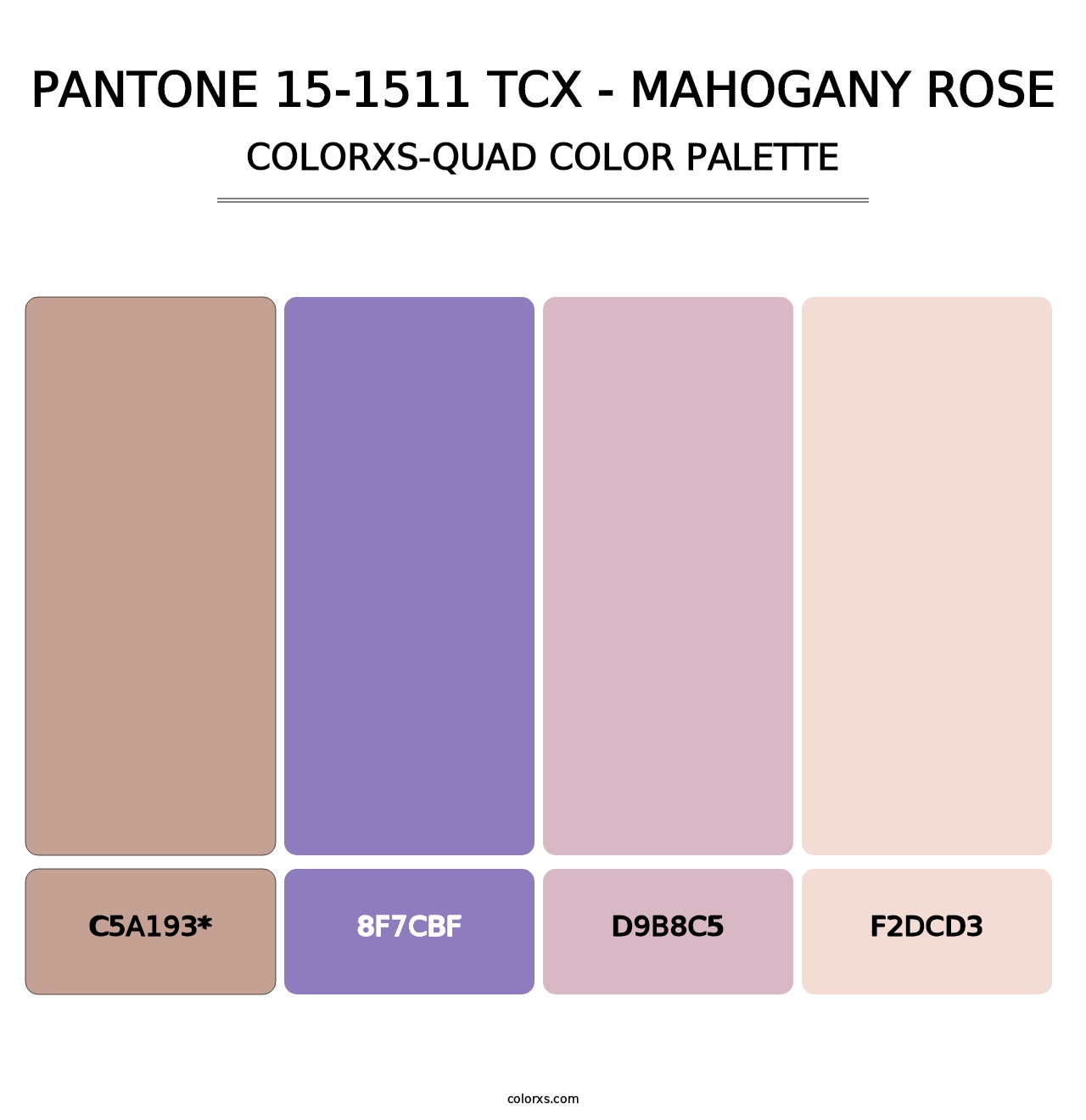 PANTONE 15-1511 TCX - Mahogany Rose - Colorxs Quad Palette