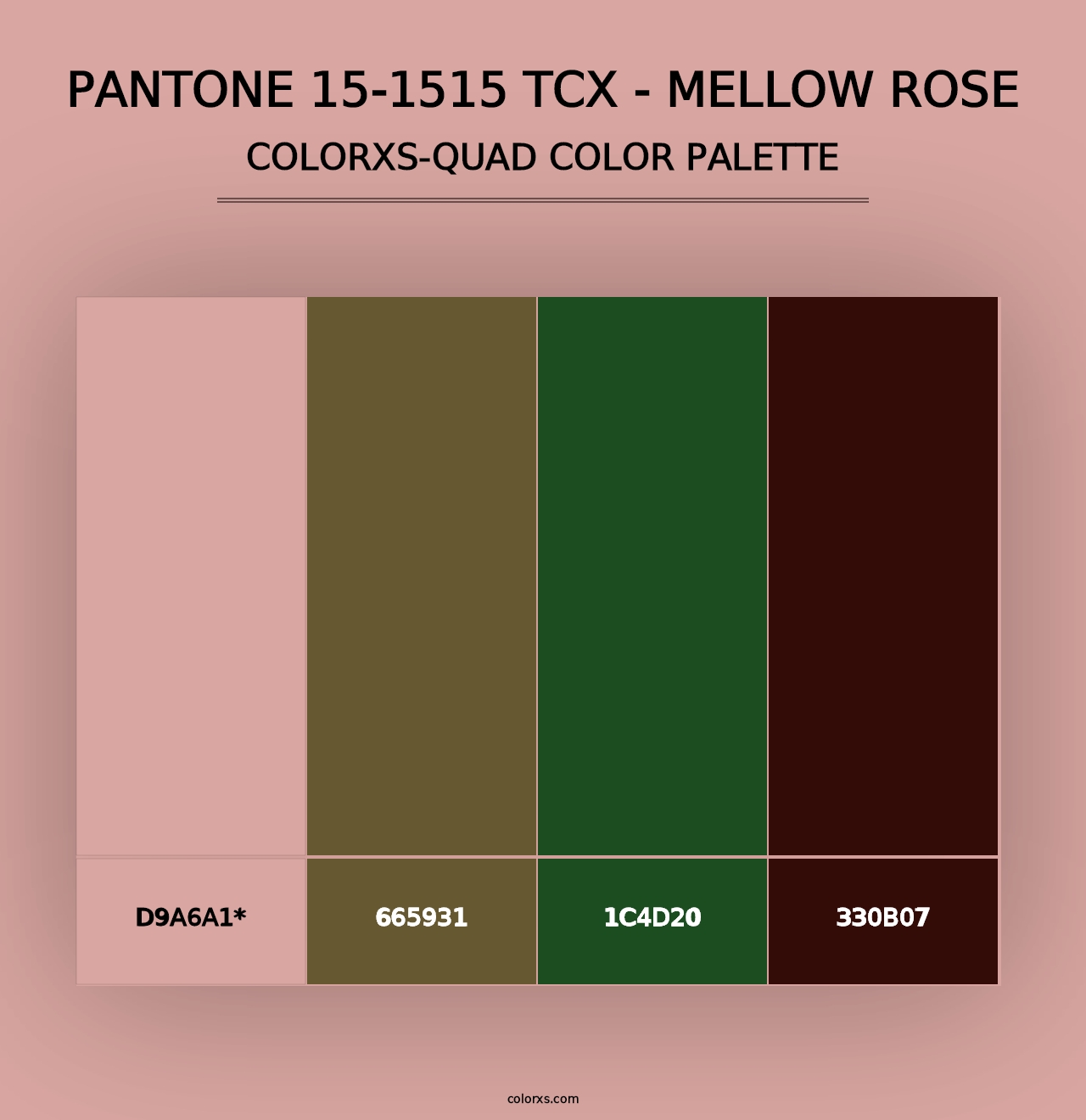 PANTONE 15-1515 TCX - Mellow Rose - Colorxs Quad Palette