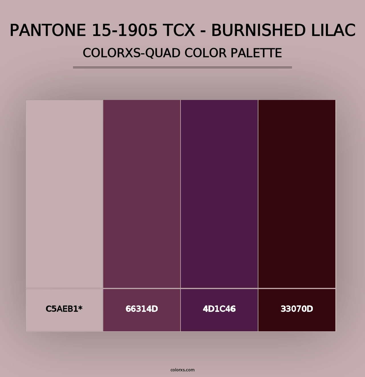 PANTONE 15-1905 TCX - Burnished Lilac - Colorxs Quad Palette