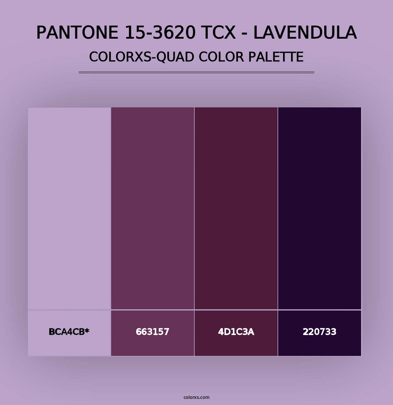 PANTONE 15-3620 TCX - Lavendula - Colorxs Quad Palette