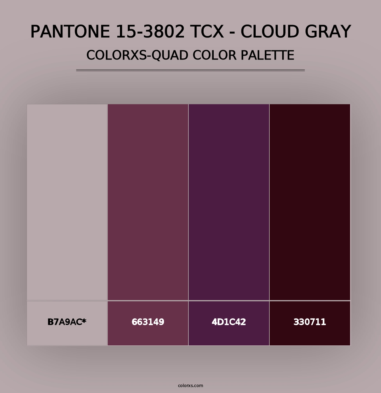 PANTONE 15-3802 TCX - Cloud Gray - Colorxs Quad Palette