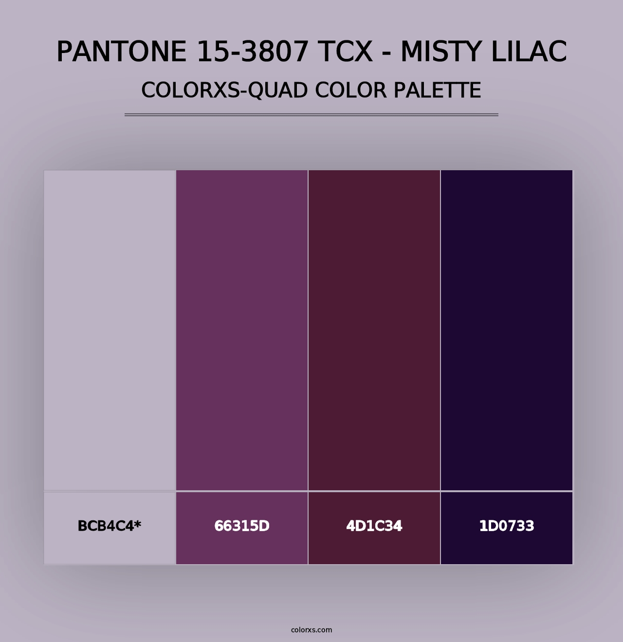 PANTONE 15-3807 TCX - Misty Lilac - Colorxs Quad Palette