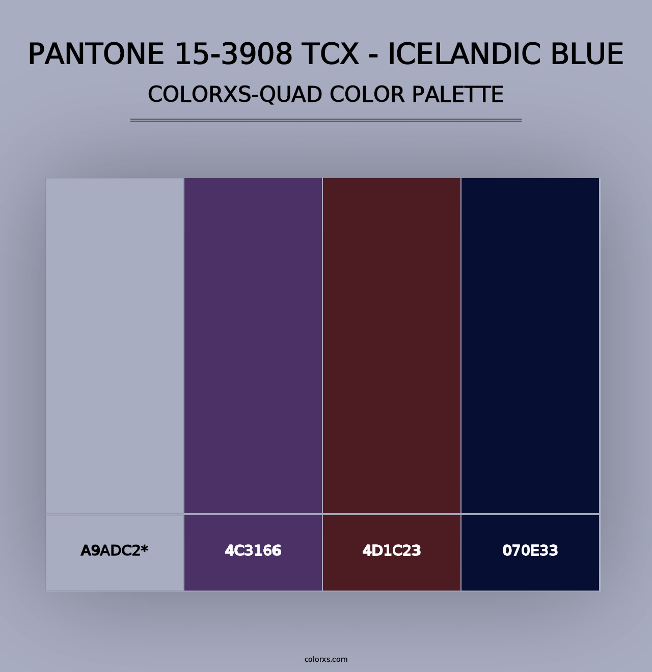 PANTONE 15-3908 TCX - Icelandic Blue - Colorxs Quad Palette